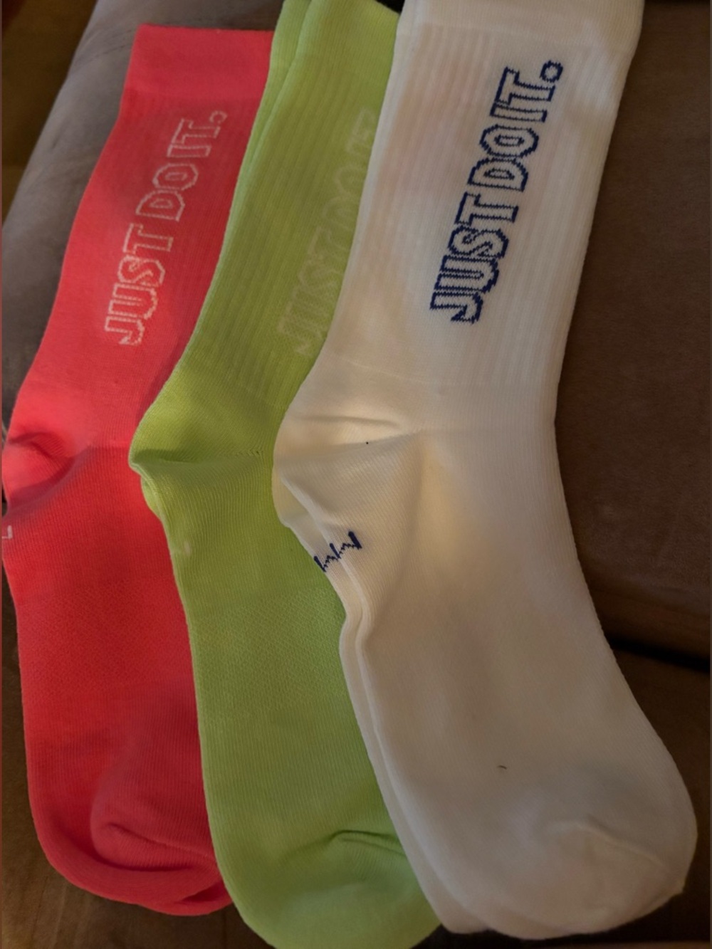 NWOT women’s medium Nike Crew Socks Trio — White, Neon Green, Bright Pink